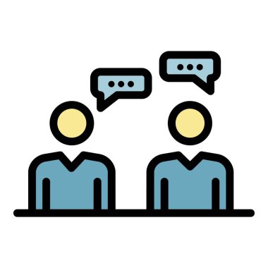 Yöneticiler diyalog simgesi renk ana hatları vektörü