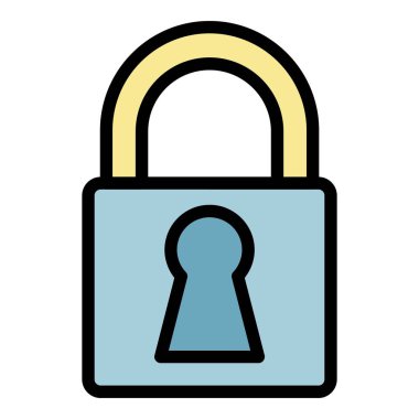 Demir kilit simgesi renk dış hat vektörü