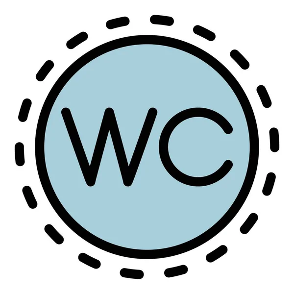 丸いwcの記号のアイコンの色の輪郭ベクトル — ストックベクタ