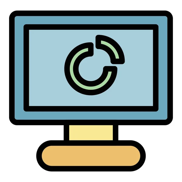 Personal computer icon color outline vector — Stock Vector