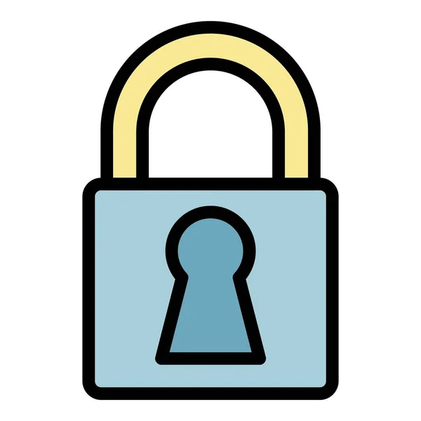 Iron lock icône couleur contour vecteur — Image vectorielle
