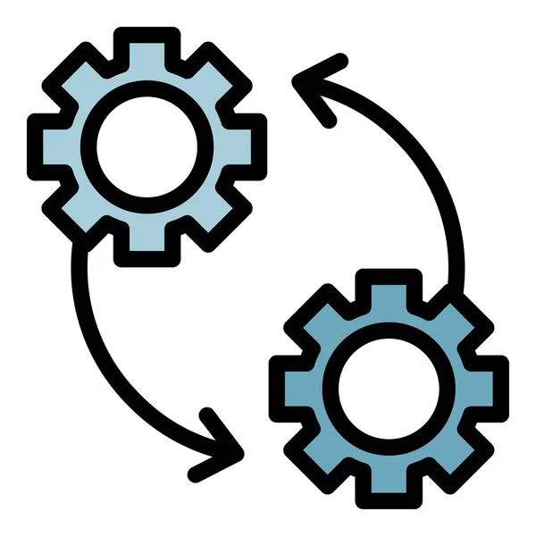 齿轮和箭头图标颜色轮廓矢量 — 图库矢量图片
