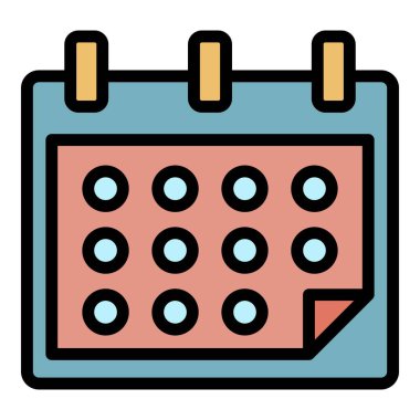 İş takvimi renk ana hatları vektörü