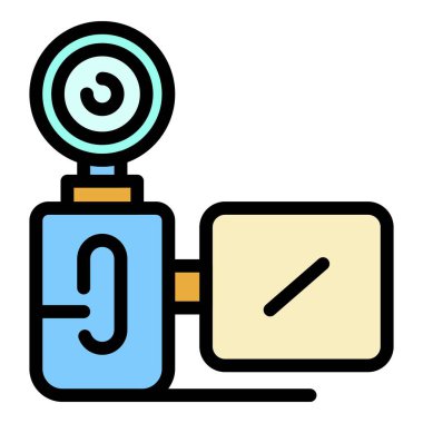 Arka ışıklandırma dikey kamera simgesi renk ana hatları vektörü