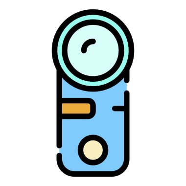 Bisiklet eylemi kamera simgesi renk ana hatları vektörü