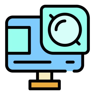 Spor aksiyon kamerası simgesi renk ana hatları vektörü