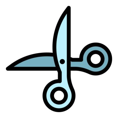 İnce kumaş makas simgesi renk dış hat vektörü