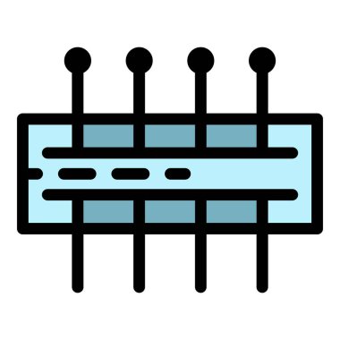 Dikiş iğneleri simgesi renk ana hatları vektörü kümesi
