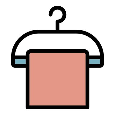 Askı simgesi renk ana hatları vektörü üzerindeki giysiler