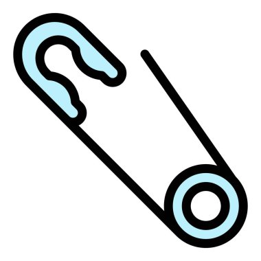 Güvenli iğne iğne simgesi renk ana hatları vektörü