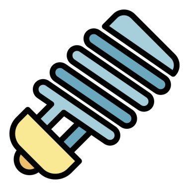 Enerji tasarrufu lambası simgesi renk ana hatları vektörü