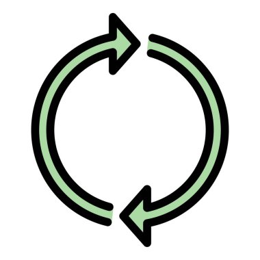 Bir daire simgesi oluşturan iki ok renk ana hatları vektörü