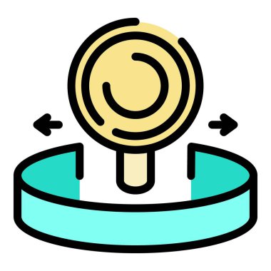 Web vr kamera simgesi renk ana hatları vektörü