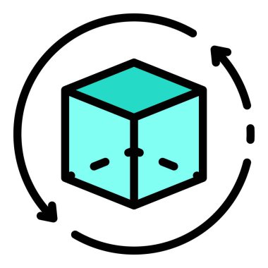 Küp vr simgesi renk ana hatları vektörü