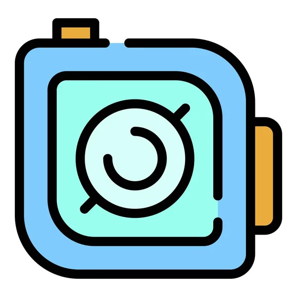 Acción cámara botón de inicio icono color contorno vector — Vector de stock