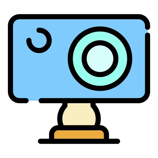 Speleological action camera icon color outline vector — Stock Vector