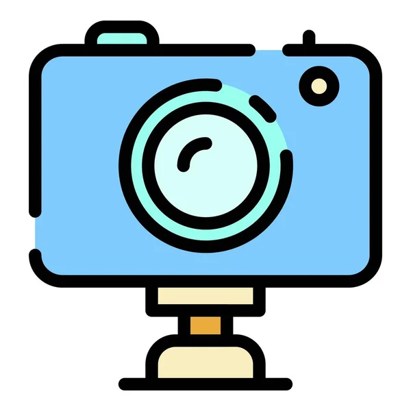 Helmet camera icon color outline vector — Stock Vector