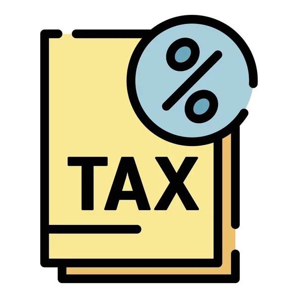 税率アイコンカラーアウトラインベクトル — ストックベクタ