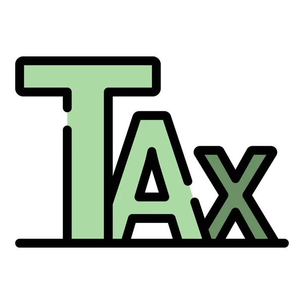 税收文本图标颜色轮廓矢量 — 图库矢量图片