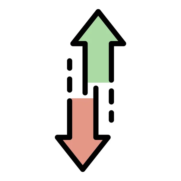 Fel nyíl le ikon színes körvonalvektor — Stock Vector