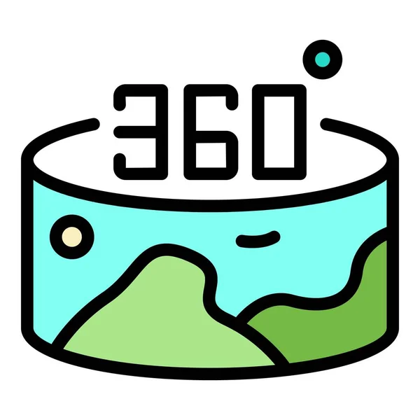 Vetor de contorno de cores de ícone de panorama 360 vr —  Vetores de Stock