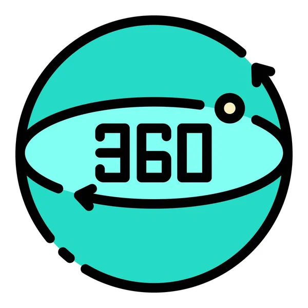 360 vetor de contorno de cores de ícone de realidade aumentada —  Vetores de Stock