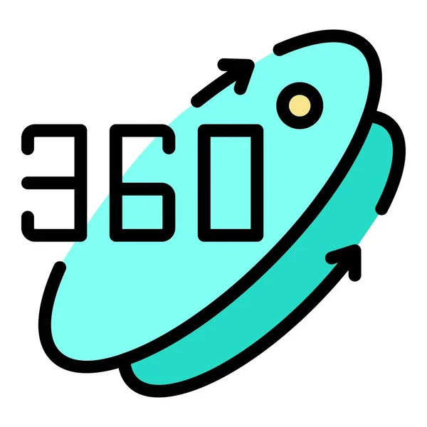 360 vr círculo icono color contorno vector — Vector de stock