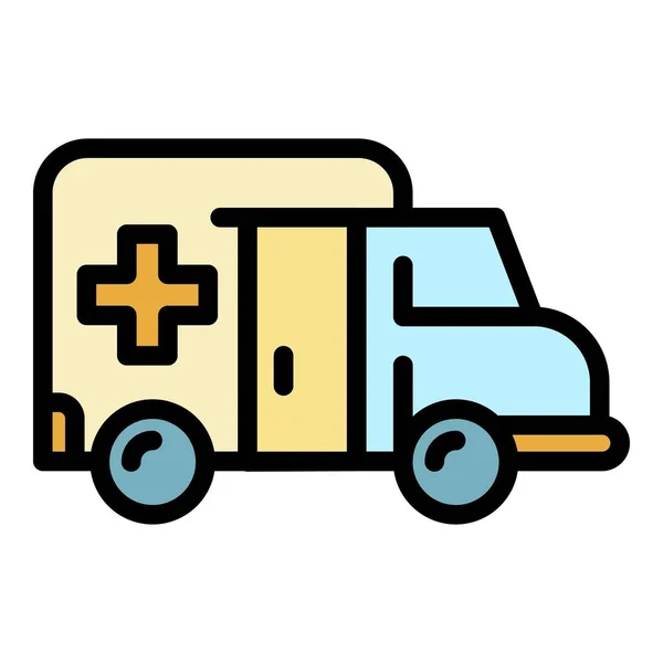 Vetor de contorno de cor do ícone do carro de ambulância —  Vetores de Stock