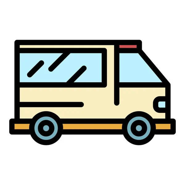 Ambulance voertuig pictogram kleur omtrek vector — Stockvector