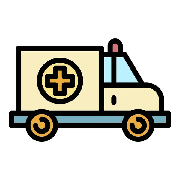 Pflege Krankenwagen Symbol Farbe Umrissvektor — Stockvektor