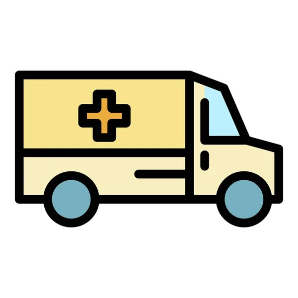 Ambulans bil team ikon färg kontur vektor — Stock vektor