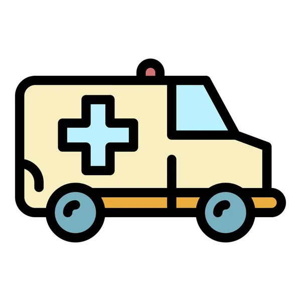 Ambulancia van icono color contorno vector — Vector de stock