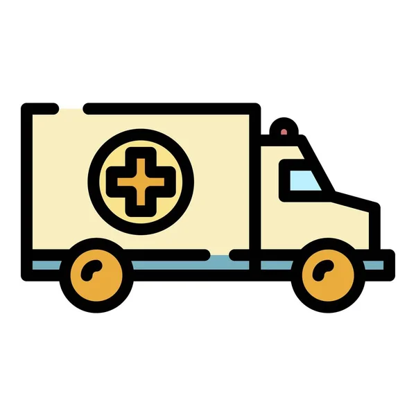 Ícone do caminhão de ambulância vetor contorno cor —  Vetores de Stock