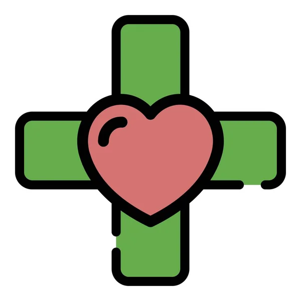 Heart cross icon color outline vector — Stock Vector