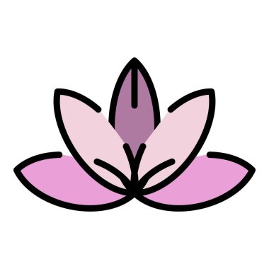 Lotus simgesi renk ana hatları vektörü