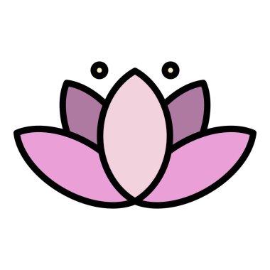 Güzellik nilüfer ikonu renk ana hatları vektörü