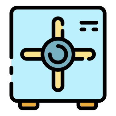 Kapatılan metal güvenli simge renk ana hatları vektörü