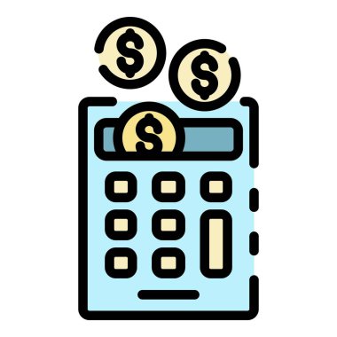 Para sikkesi hesaplama simgesi renk ana hatları vektörü