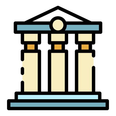 Banka binası simgesi rengi dış hat vektörü