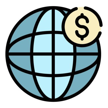 Genel Dolar para simgesi renk ana hatları vektörü