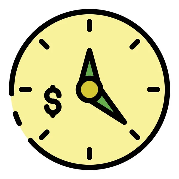 Money clock icon color outline vector — Stock Vector