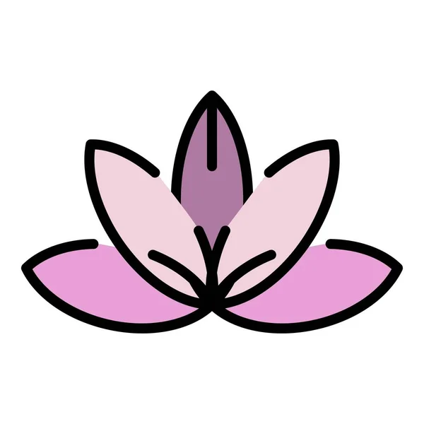 Lotus icône couleur contour vecteur — Image vectorielle