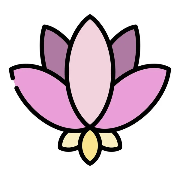 Lotus symbole icône couleur contour vecteur — Image vectorielle