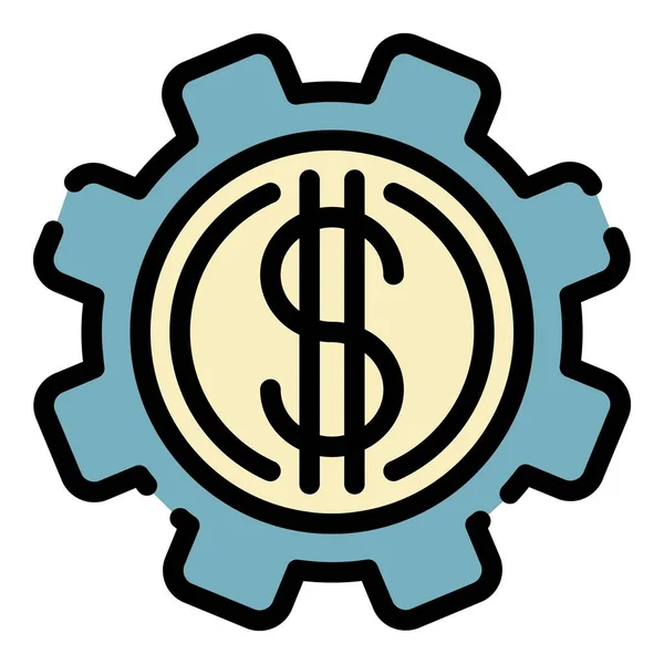 Dollar money gear icon color outline vector — Stock Vector