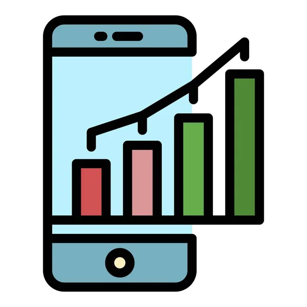 Smartphone soldi grafico icona colore contorno vettoriale — Vettoriale Stock