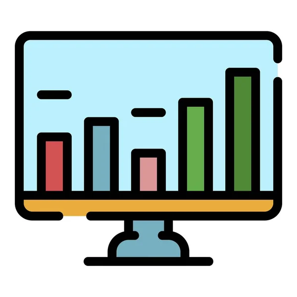 Financiën online grafiek pictogram kleur overzicht vector — Stockvector