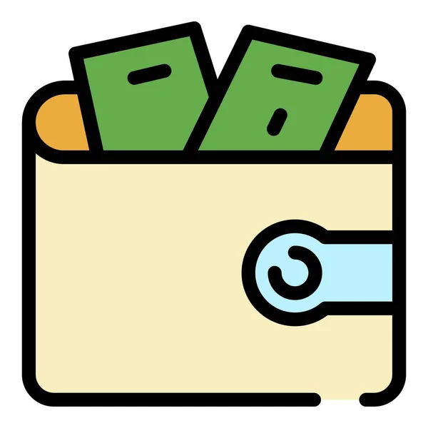 Full money wallet icon color outline vector — Stock Vector