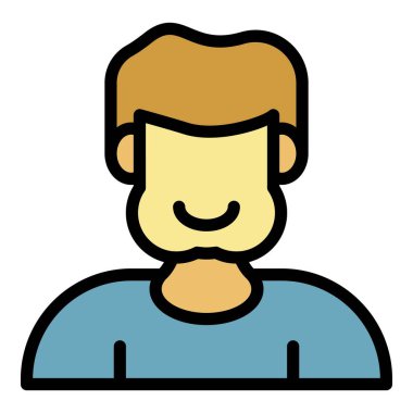 Yaşlı adam aşırı kilolu simge renk ana hatları vektörü