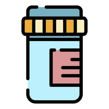 Hap kavanozu uyuşturucu ikonu renk ana hatları vektörü