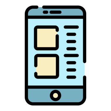 Smartphone bağımlılık simgesi renk ana hatları vektörü